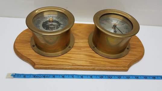 Brass Clock and Barometer Mounted P/R image number 2