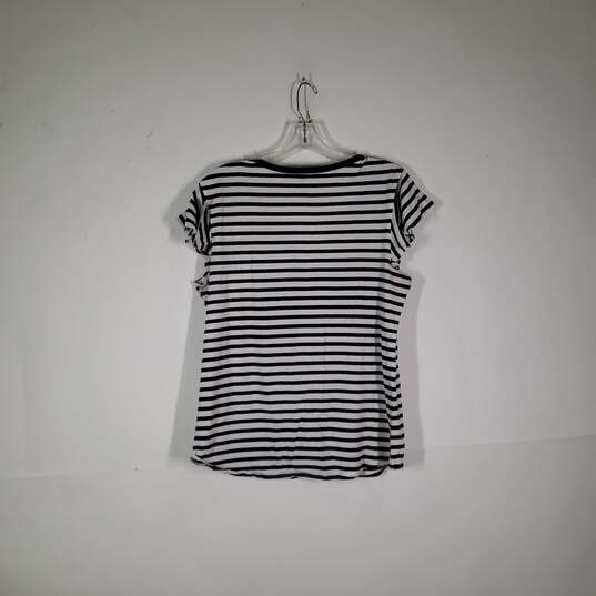 Womens Striped Regular Fit Short Sleeve V-Neck Pullover T-Shirt Size Medium image number 2