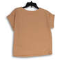Womens Peach Crew Neck Short Sleeve Pullover Blouse Top Size Small image number 2
