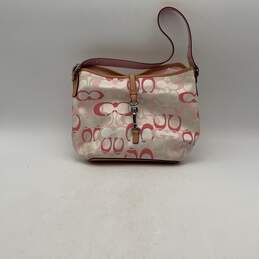 Womens M3U-7028 Pink Ivory Signature Pockets Buckle Charm Shoulder Handbag