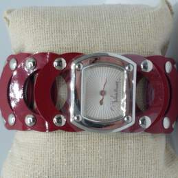 NOS Roberto Cavalli 72.51.180.035-41666 Time Wear Strip Tease Dark Red & Silver Tone Layered Loops Bracelet Watch