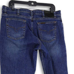 Womens Blue Denim Medium Wash 5 Pocket Design Straight Jeans Size 14L