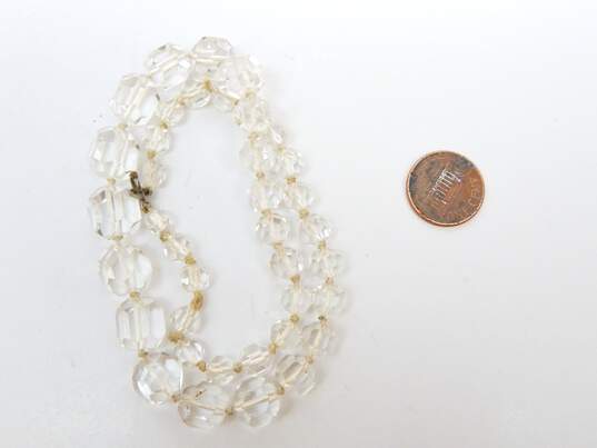 Vintage Silvertone Faceted Clear Quartz Graduated Beaded Necklace 33.6g image number 5