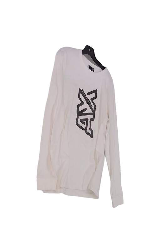 Mens White Long Sleeve Round Neck Pullover T Shirt Size Large image number 3