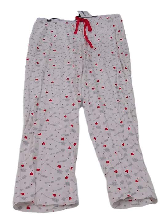 Womens White Red Heart Print Drawstring Sweatpants Size M image number 3