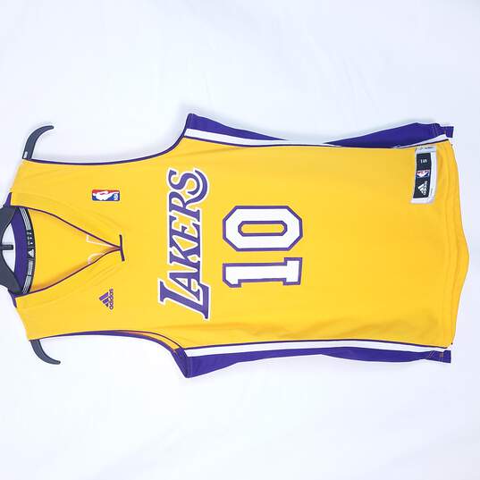 Buy the Adidas Men Yellow Lakers Jersey Nash #10 Small