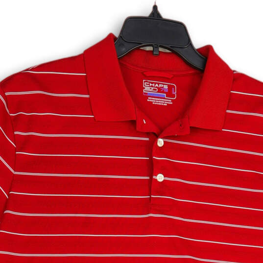 Mens Red White 78 Golf Stay Dry Striped Spread Collar Polo Shirt Size Large image number 3