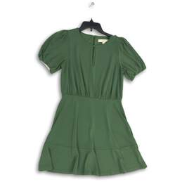 LOFT Womens Green Keyhole Neck Short Sleeve Back Zip Fit & Flare Dress Size 2
