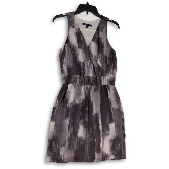 Womens Gray Tie Dye Sleeveless V-Neck Wrap Midi Fit And Flare Dress Size 2 image number 1