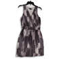 Womens Gray Tie Dye Sleeveless V-Neck Wrap Midi Fit And Flare Dress Size 2 image number 1
