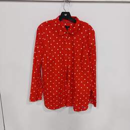 Talbots Women's Red And White Polka Dot Button Up Shirt Size XL NWT
