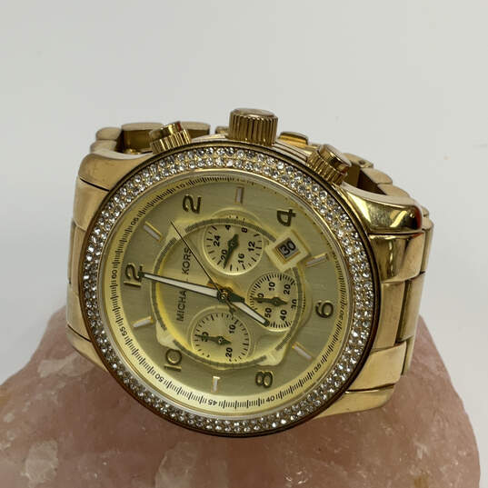 Designer Michael Kors Runway MK-5128 Gold-Tone Chronograph Wristwatch image number 1