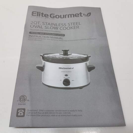 Elite Gourmet Maxi-Matic 2QT Oval Stainless Steel Slow Cooker image number 5