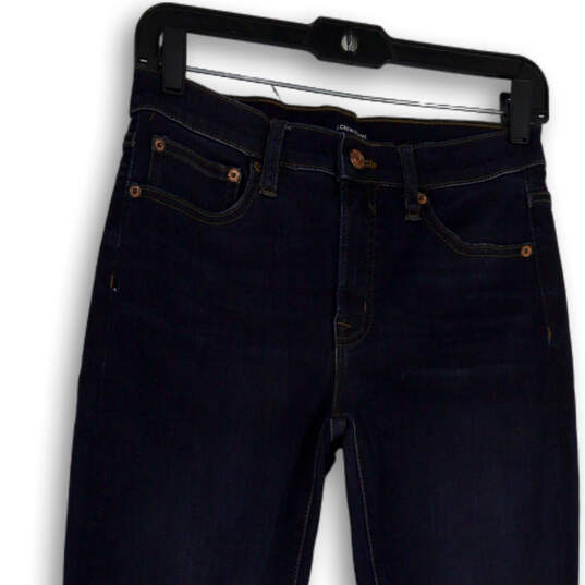 Womens Blue Denim Classic Dark Wash Pockets Skinny Leg Jeans Size 27 image number 1