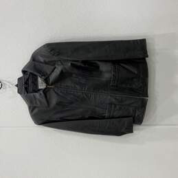 Pelle Studio Wilsons Womens Black Leather Spread Collar Full-Zip Jacket Size M
