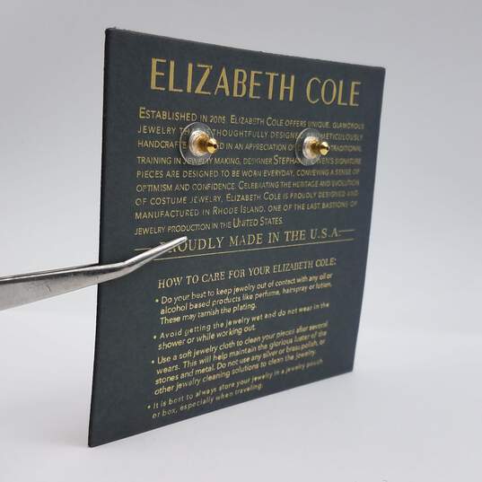 Elizabeth Cole Gold Tone Crystal Elegant Dangle Earrings w/bag 6.5g image number 7