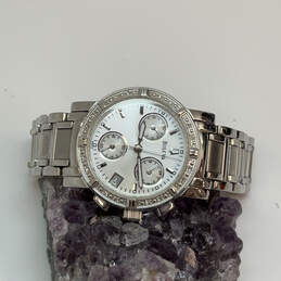 Designer Bulova Silver-Tone Round Dial Chronograph Analog Wristwatch