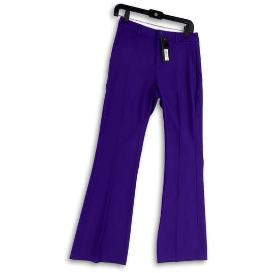 NWT Womens Purple Flat Front Slash Pockets Bootcut Leg Dress Pants Size 0p image number 1