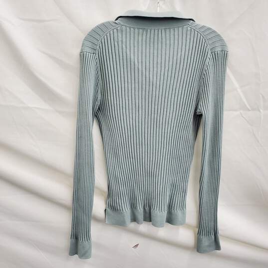 Athleta Women's Sweet Bay Henley Ribbed Knit Sweater In Coast Grey Size L image number 2