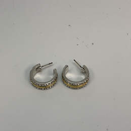 Designer Brighton Two-Tone Clear Rhinestone Round Shape Hoop Earrings alternative image