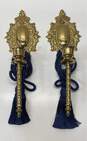 2 Vintage Brass Candlestick Wall Hanging 2 Pc Wall Sconce Candelabra image number 1