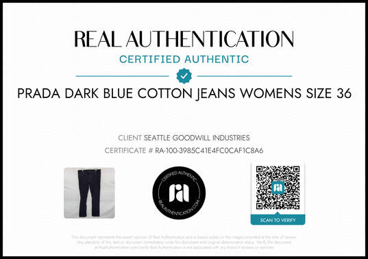 Prada Women's Dark Blue Straight Leg Jeans Size 36 AUTHENTICATED image number 2