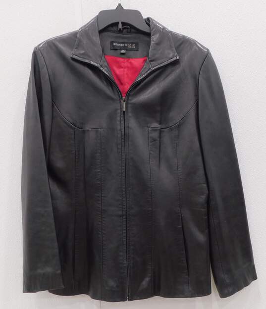 Kenneth Cole Black Leather Jacket Size M image number 1