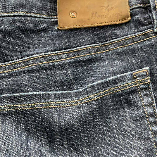 Mens Blue Denim Dark Wash 5-Pocket Design Straight Jeans Size 34/34 image number 4