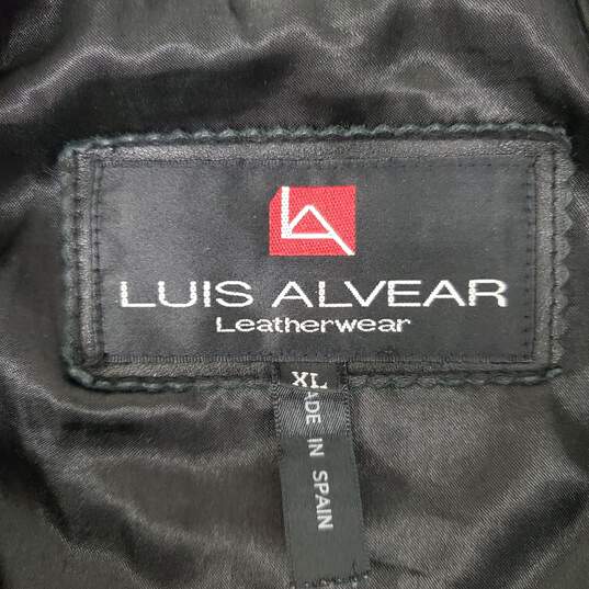 VTG Luis Alvear MN's 100% Leather & Polyester Lining Black Leather Bomber Jacket Size XL image number 5