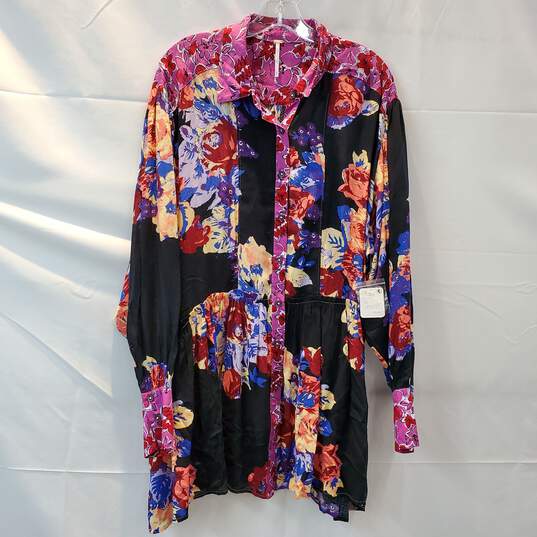 Free People Brunch A Bunch Button Up Floral Tunic Top NWT Size M image number 1