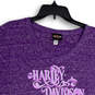 Womens Purple Graphic Print Short Sleeve V-Neck Pullover T-Shirt Size 3XL image number 1