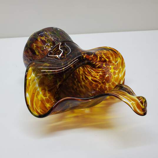 Hand Blown Art Glass Amber Shade Tortoiseshell Pendant Hanging Light image number 4