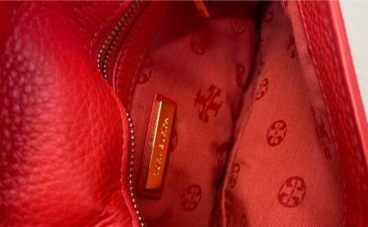 Tory Burch Leather Jamie Clutch Crossbody Cherry Red image number 5