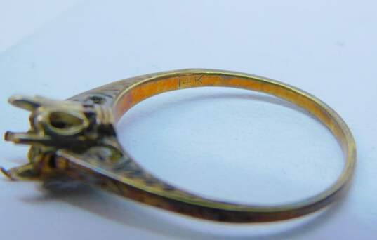 Antique 14K Yellow Gold 6 Prong Ring Setting For Round Stone 2.1g image number 3