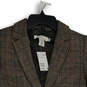 NWT Womens Brown Plaid Notch Lapel Flap Pocket Two Button Blazer Size 6 image number 3