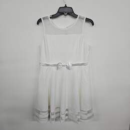 White Sleeveless Dress With Waist Bow