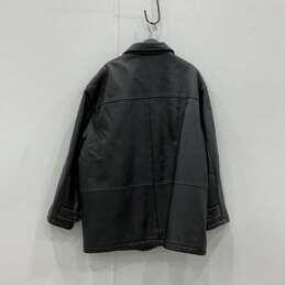 Perry Ellis Mens Black Leather Long Sleeve Collared Full Zip Jacket Size XXL alternative image