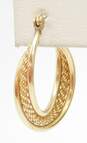14K Gold Interlocking Smooth & Twisted Rope Hoop Single Earring 1.8g image number 4