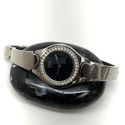 Designer ESQ Esquire Swiss 100562 Silver-Tone Rhinestone Analog Wristwatch
