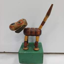 Vintage Dog Wood Push Up Toy