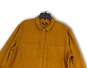 Womens Yellow Long Sleeve Spread Collar Pockets Button-Up Shirt Size XL image number 3