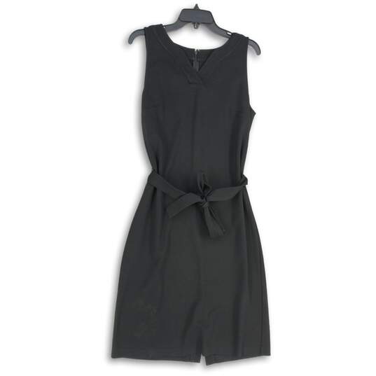 Talbots Womens Black Sleeveless Tie Waist Back Zip Knee Length A-Line Dress Sz 8 image number 1