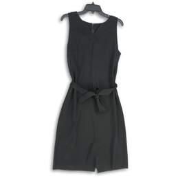 Talbots Womens Black Sleeveless Tie Waist Back Zip Knee Length A-Line Dress Sz 8