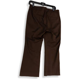 NWT Womens Brown Flat Front Zipped Pockets Straight Leg Ankle Pants Size 6 alternative image