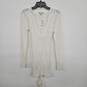 White V Neck Sweater Dress With Tie And Hood image number 1