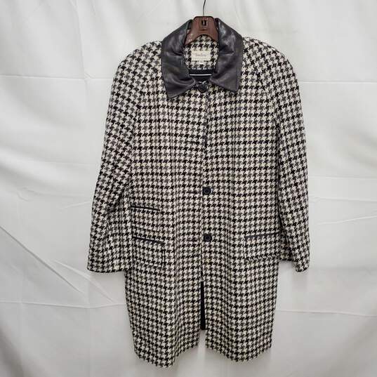 VTG Neiman Marcus WM's Houndstooth Wool Blend Swing Coat & Skirt Set Size 14 image number 1