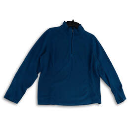 Womens Blue Long Sleeve 1/4 Zip Mock Neck Pullover Sweatshirt Size X-Large