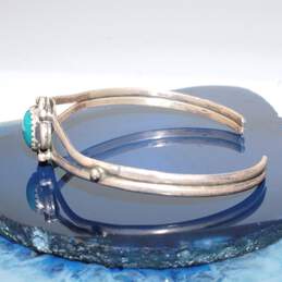 Artisan Signed NEZ Sterling Silver Turquoise Cuff Bracelet - 7.7g alternative image