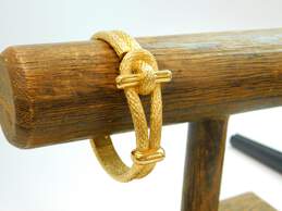 Vintage Crown Trifari Gold Tone Knot Hinged Rope Textured Bracelet 44.0g