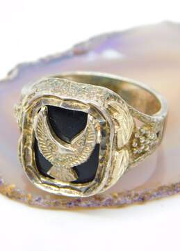 Men's Sterling Silver Onyx Eagle Grape Vine Ring 10.0g alternative image